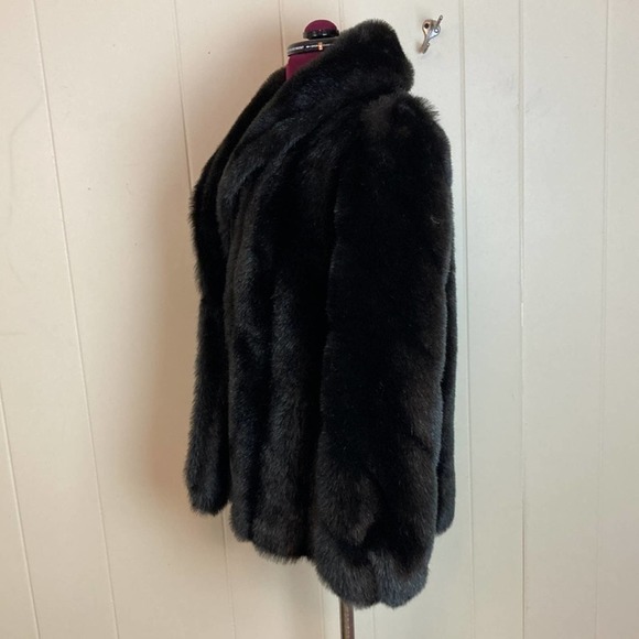 Vintage Dark Brown Faux Fur Coat 12 Luxurious Classy Jacket - Picture 2 of 6